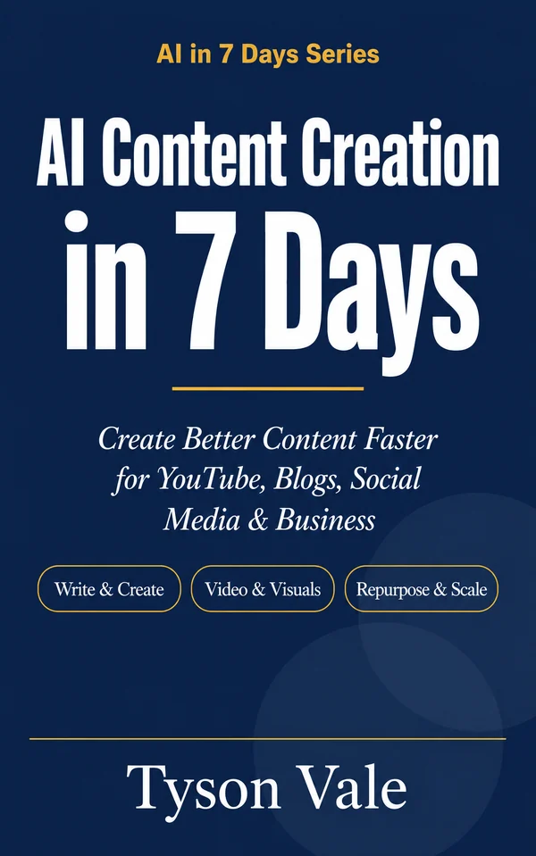 Book cover of AI Content Creation in 7 Days by Tyson Vale