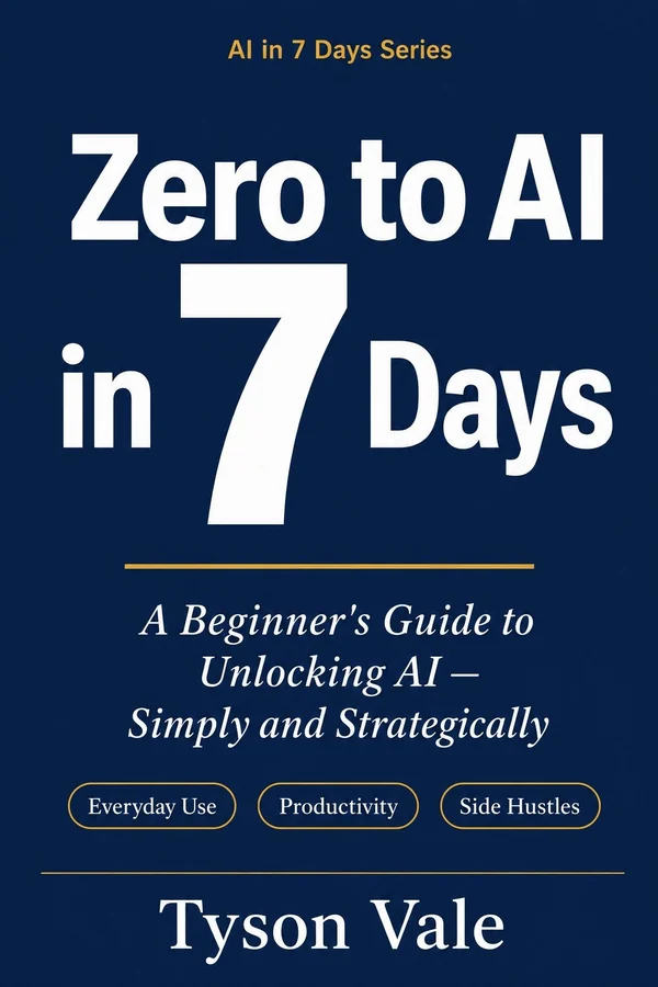 Book cover of Zero to AI in 7 Days by Tyson Vale